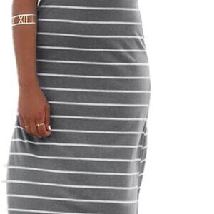 Women Sleeveless Scoop Neck Striped Maxi Sundresses Loose Racerback Long Dress